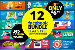 12 FB Covers BUNDLE! Flat Style