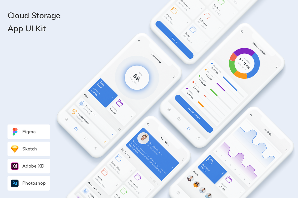 Cloud Storage App UI Kit, an UI Kit Template by Betush