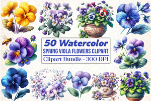 Spring Viola Flowers Sublimation, an Illustration by DreamCafeArt