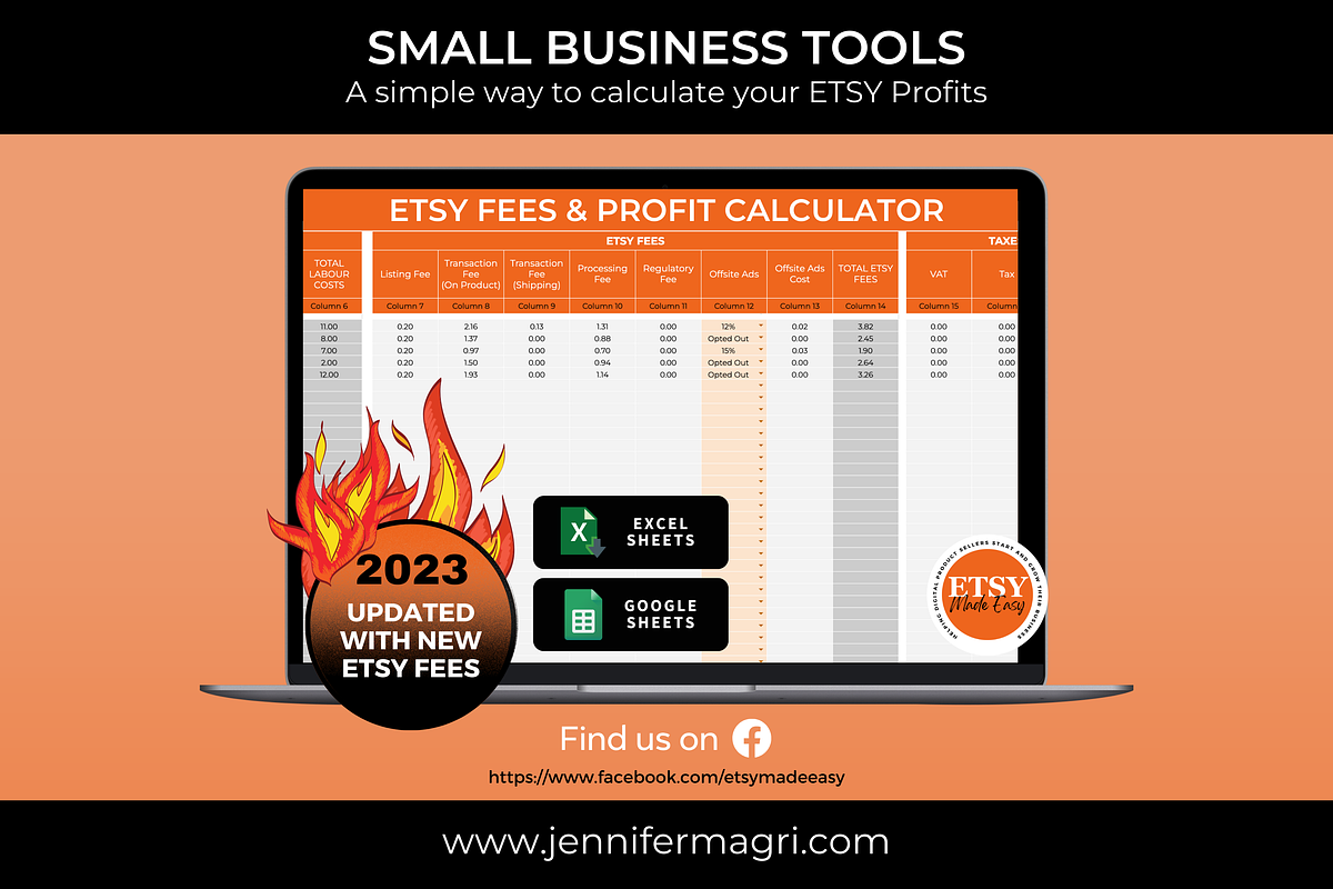 Etsy Fees and Profit Calculator, a Templates & Theme by Jennifer Magri Templates (Photo 1 of 7)