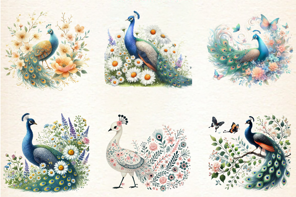 Spring Peacock Clipart, a Seasonal Illustration by DreamArtGraphic (Photo 2 of 4)