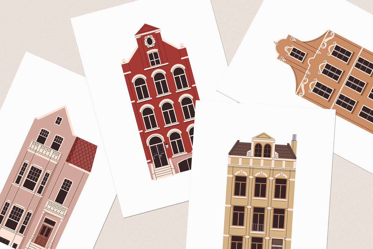 English houses set. UK architecture, an Illustration by Good Studio (Photo 6 of 7)