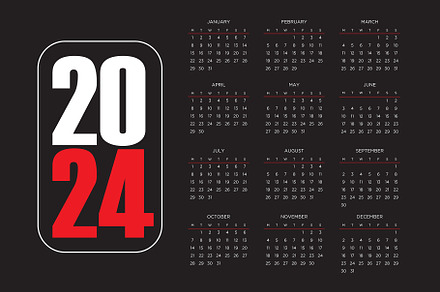 2024 calendar design vector template, a Wallpaper Graphic by Walldecorated