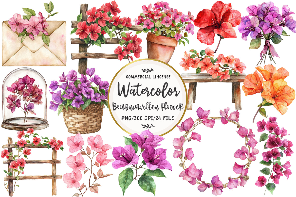 Bougainvillea Flower Clipart, an Illustration by OK Design (Photo 1 of 5)