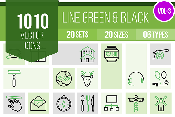 1010 Line Green Black Icons (V3)