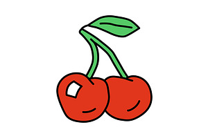 Ripe Cherries Red Color Icon