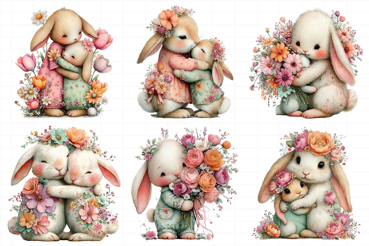 Whimsical Mother's Day Bunny Clipart, an Illustration by Daily.Designs (Photo 7 of 7)