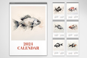 Fish Illustrations 2024 Calendar