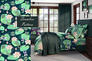 Frog Lotus Seamless Pattern, a Pattern Graphic by Oksana Dovhopol Art (Thumbnail 1 of 23)