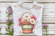 Whimsical Flower Basket Clipart, an Illustration by OK Design (Thumbnail 5 of 6)