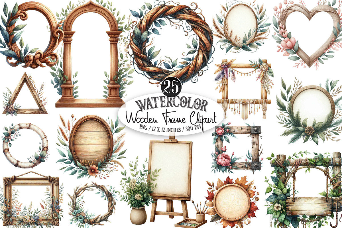 Wooden Frame Sublimation Clipart, an Illustration by Designking (Photo 1 of 4)