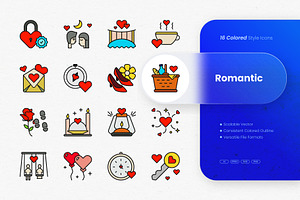 RomanticColored Icons, an Outline Icon by cidcud_graphic