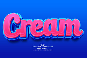 Cream 3d Editable Text Effect PSD