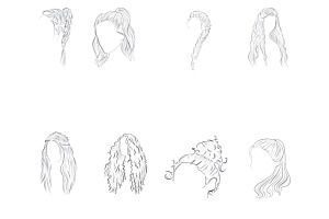 Womens Hair Set 5 Procreate Brush