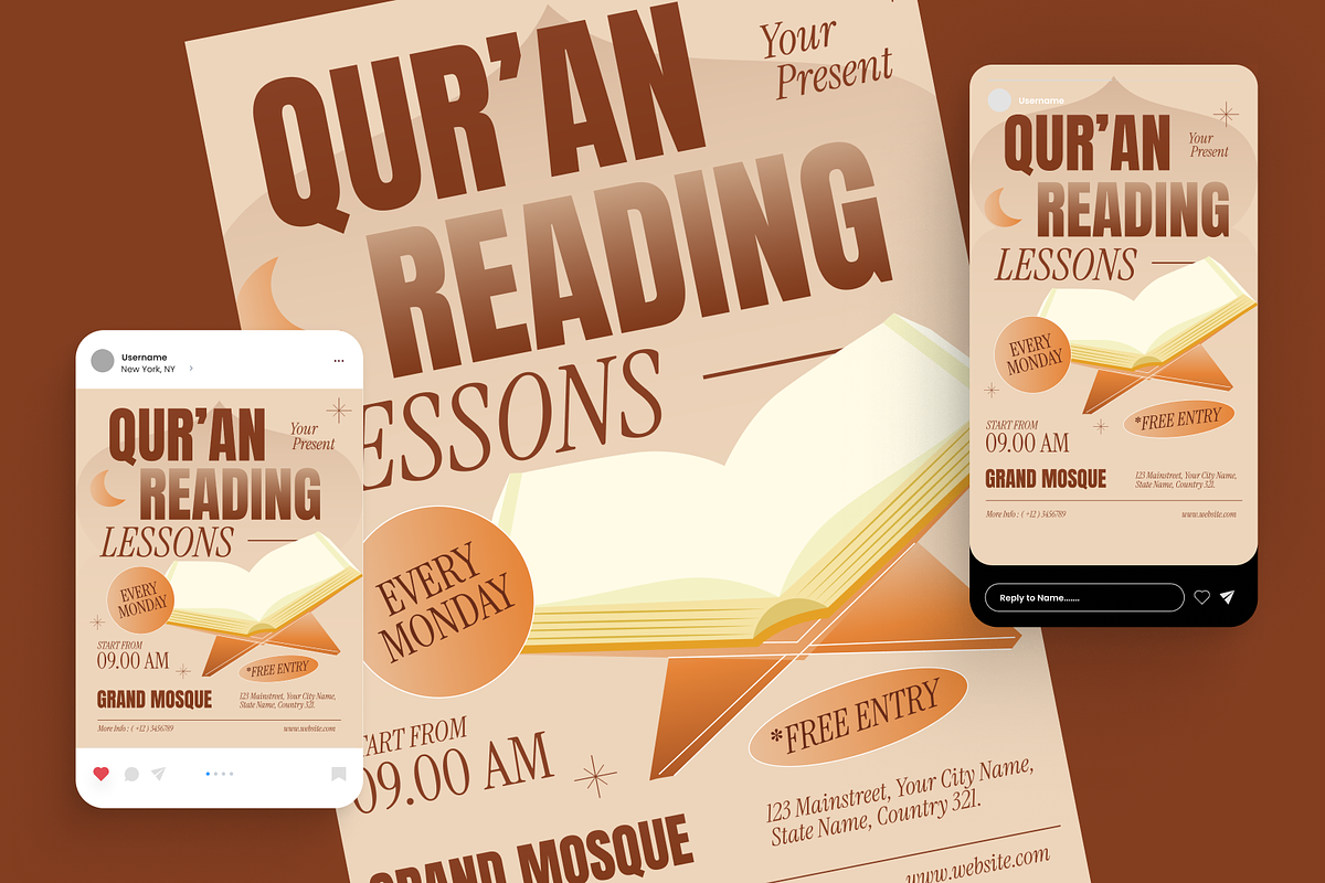 Quran Reading Lessons Flyer Set, a Flyer Template by Annora Studio (Photo 2 of 6)