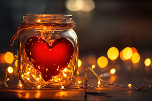 Red heart placed inside a glass, a Photo by Pavel_design