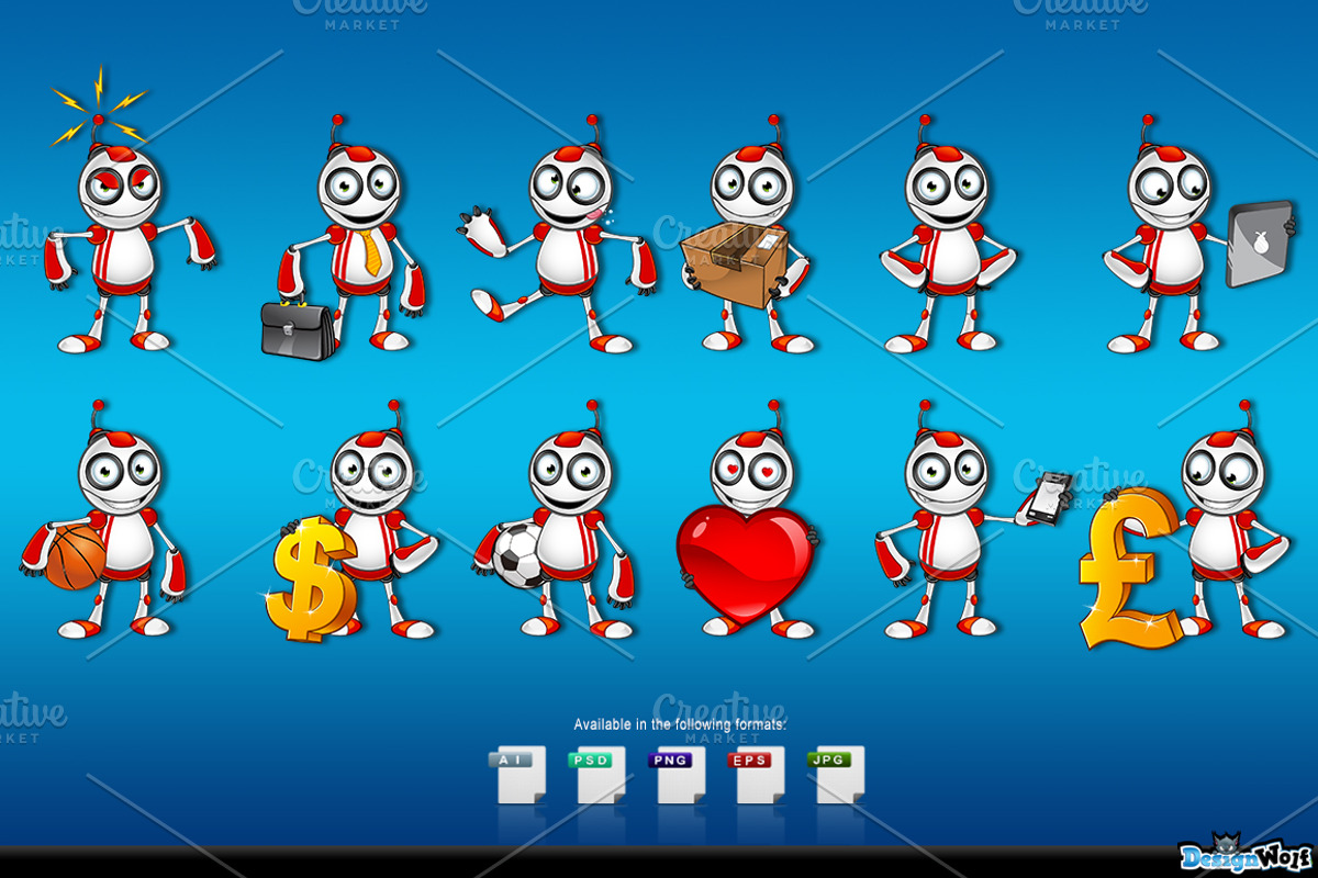 Red And White Robot – Set 1, a Technology Illustration by DesignWolf (Photo 2 of 2)