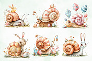 Watercolor Easter Cute Snail Clipart, an Illustration by Creative Art (Thumbnail 2 of 7)