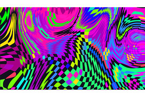 Distorted Neon Checkered Pattern