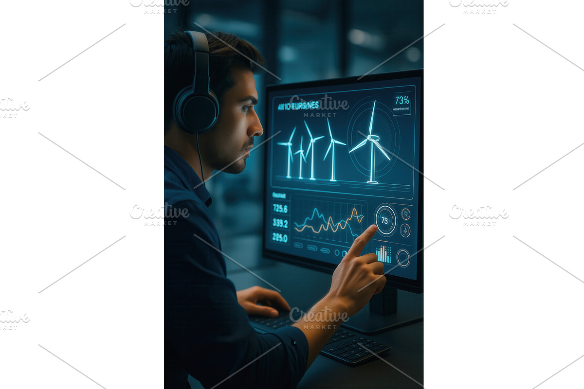 A man wearing headphones analyzes, a Person Illustration by Sergey Kotenev