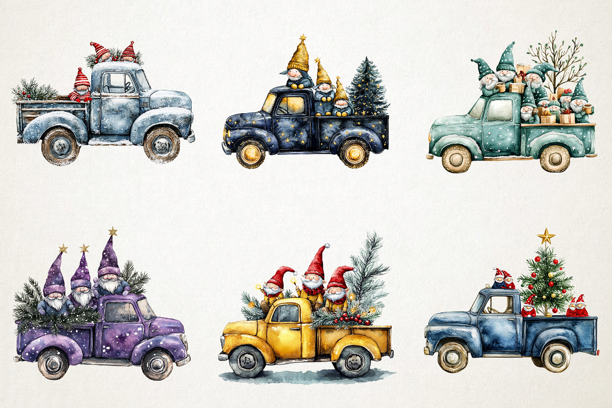 Christmas Gnome and truck clipart bu, an Illustration by RobertsArt (Photo 4 of 6)