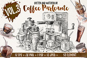 Watercolor Coffee Black Parleante, a Food Illustration by Graphobia (Thumbnail 1 of 8)