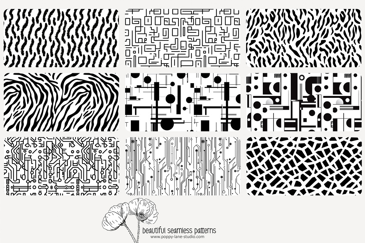 80 abstract b/w seamless pattern, a Pattern Graphic by Poppy Lane Studio (Photo 6 of 11)