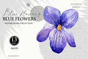 Watercolor Blue floral clipart 13PNG, an Object Graphic by KarinkaBU (Thumbnail 6 of 7)