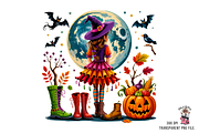 10 Colorful Autumn Witch PNG with Mo, an Illustration by Clipart Bloom (Thumbnail 3 of 11)
