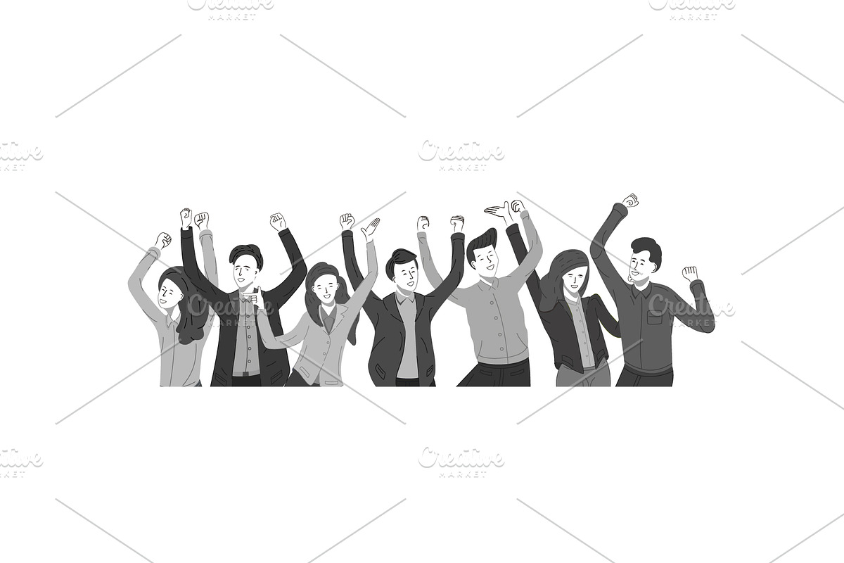 Group celebration of happy team, a Person Illustration by Yayasya (Photo 2 of 3)