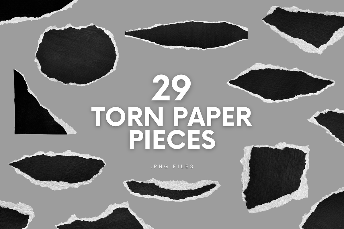29 Black & White Ripped Paper Pieces, a Texture Graphic by Ksuview (Photo 1 of 8)