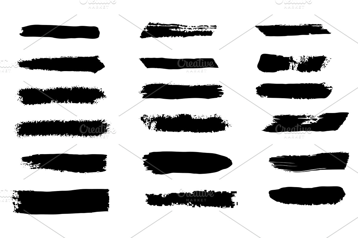 Black Grunge Brush Stroke Set Vector, an Illustration by Lemberg Vector