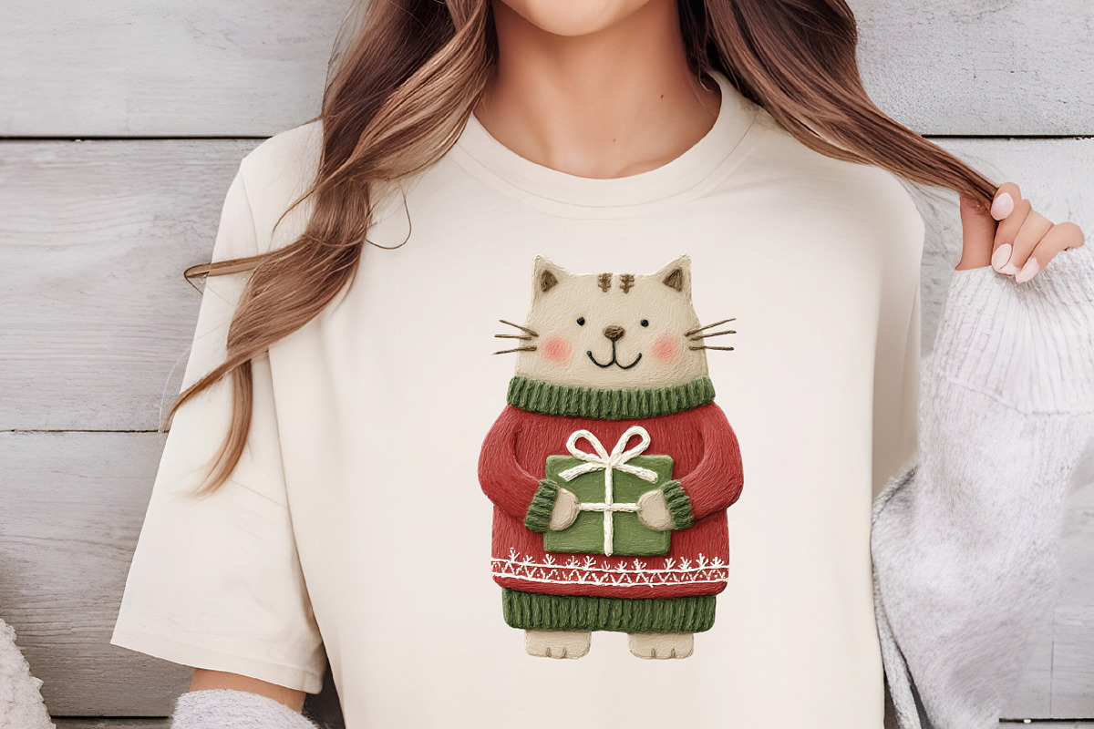 Watercolor Christmas Cat Clipart, an Illustration by DreamCafeArt (Photo 4 of 6)