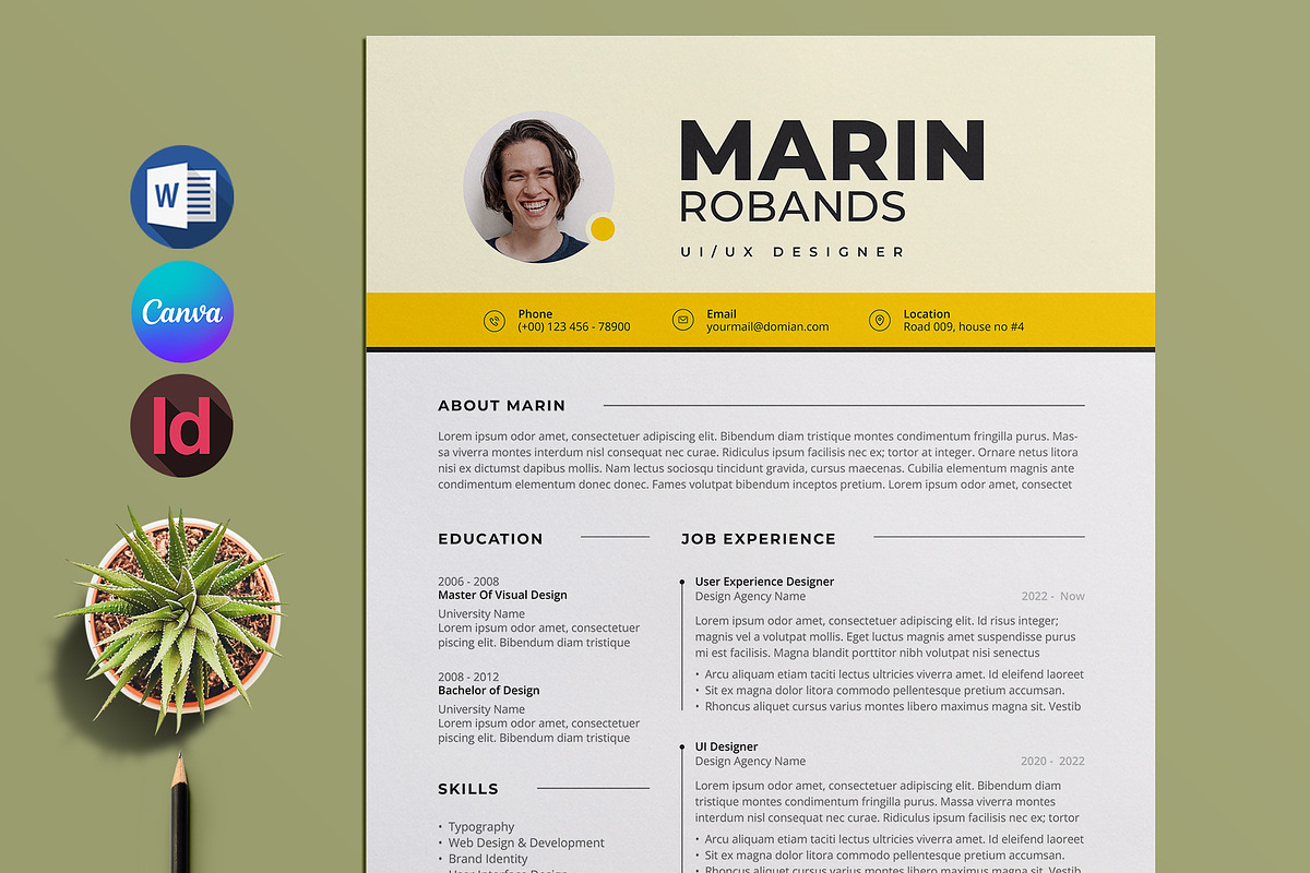 Clean Resume Template | Word & Canva