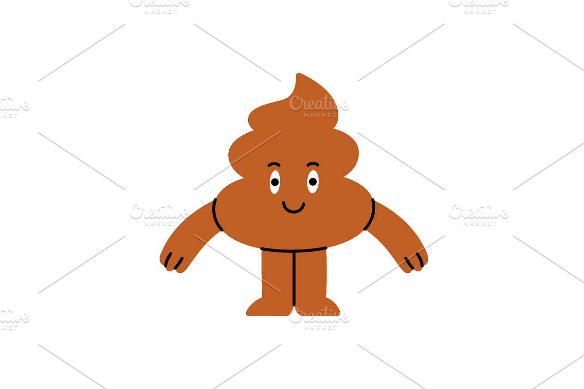 Funny cartoon poop character, an Illustration by GraphiShop
