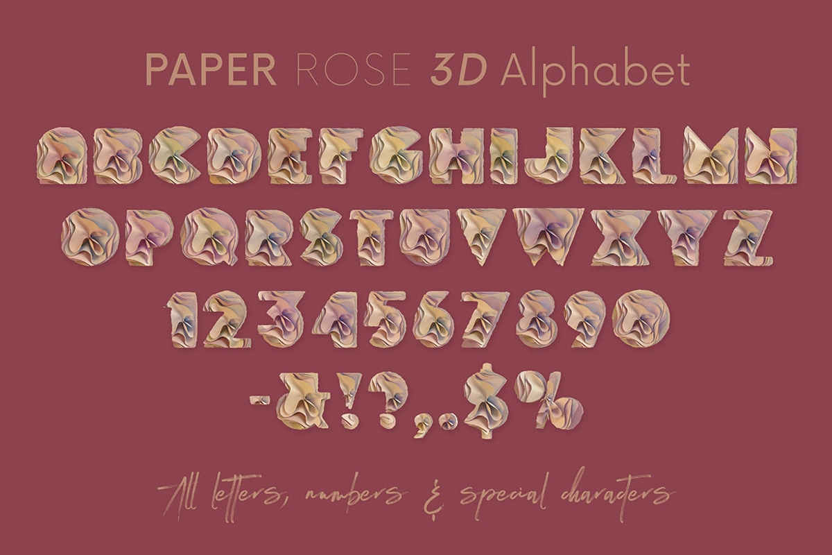 Paper Rose - 3D Lettering, a Graphic by MIIM