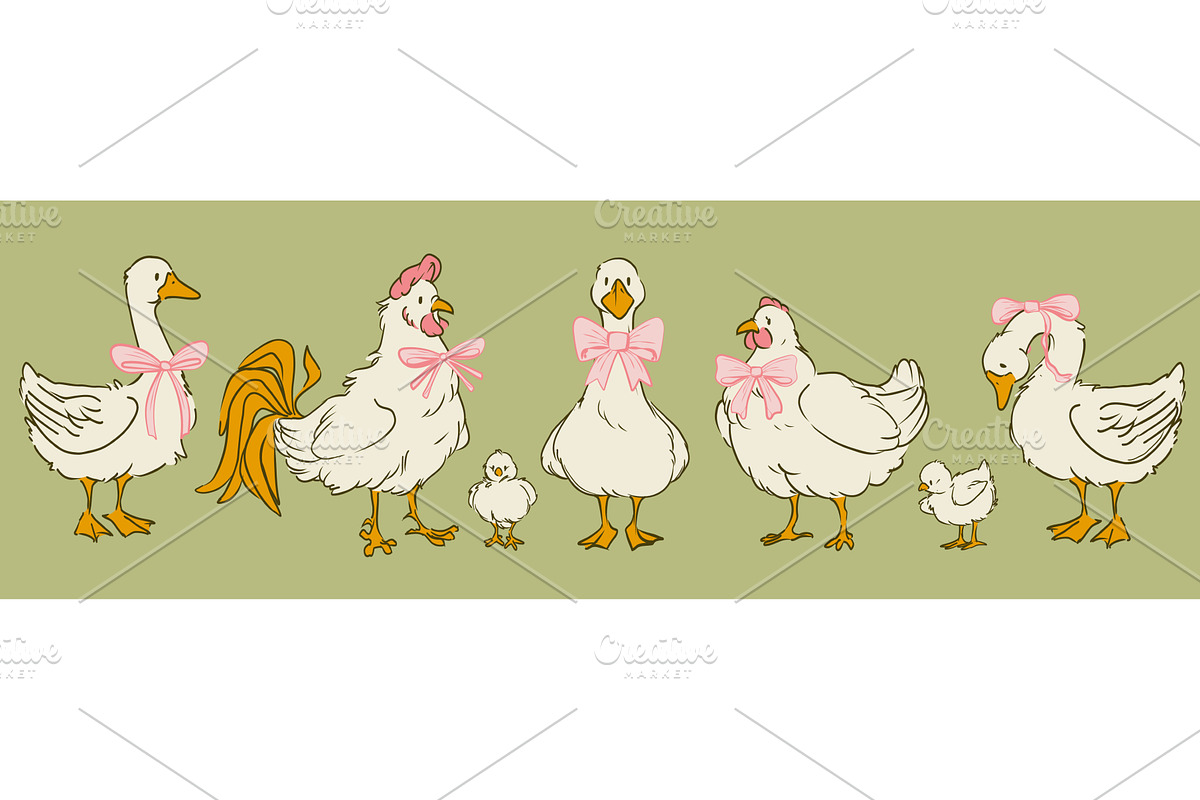 Cottagecore goose and chicken with, an Animal Illustration by art PVP - market
