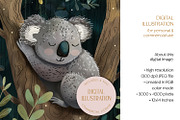 Sleeping Koala Bear Illustration, an Animal Illustration by The Dutch Lady Designs (Thumbnail 4 of 4)