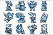Christmas Winter Blue Snowman Clipar, an Illustration by Sublimation Artist (Thumbnail 3 of 6)