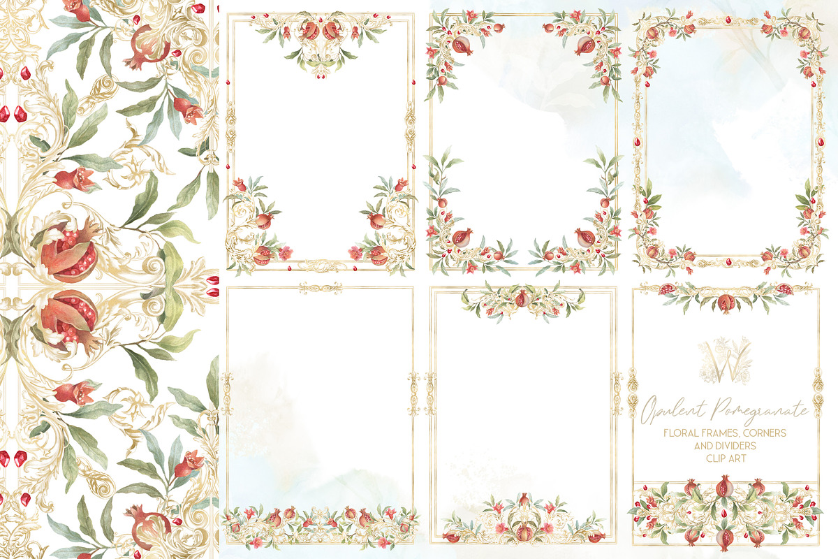 Watercolor Pomegranate collection, a Decorative Illustration by WonderWonder (Photo 2 of 12)