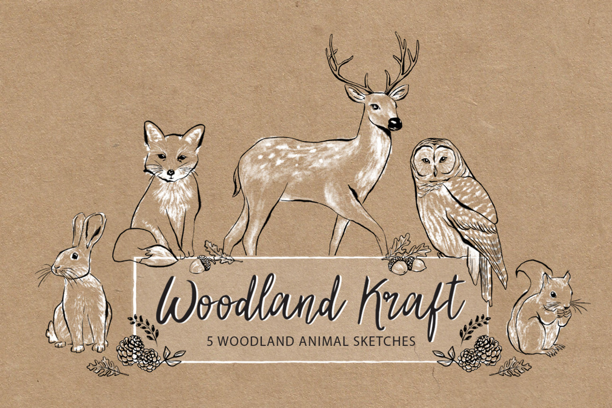 Woodland Kraft Design Set, an Animal Illustration by Doodle Dibs (Photo 3 of 5)