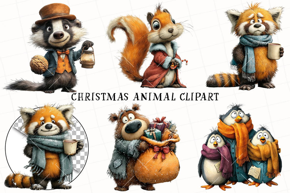 Christmas Animal Clipart, an Illustration by OK Design (Photo 3 of 6)