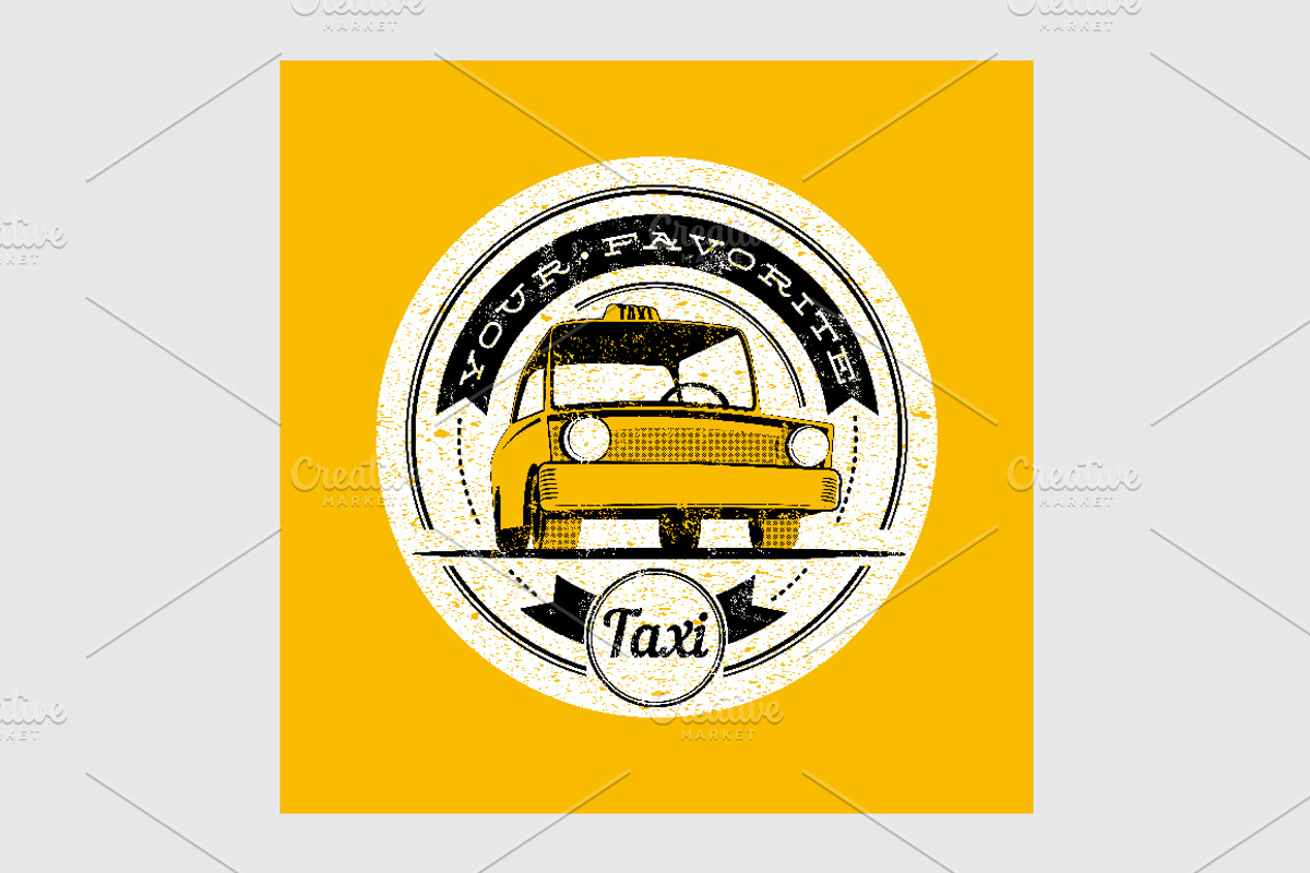Taxi retro grunge vector poster set., a Transportation Illustration by PoPaShop (Photo 11 of 15)
