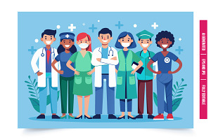 A group of diverse healthcare worker, an Illustration by Tanuart