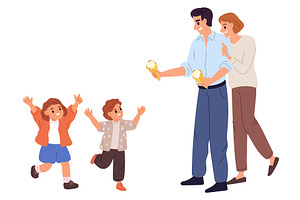 Loving parents treat children to ice, a Person Illustration by Vectorbuum