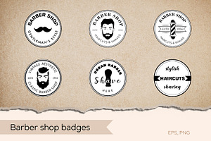 Barber Shop Badges Set