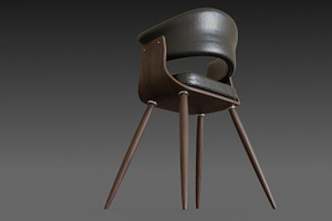 Wooden Chair With A Dark Leather