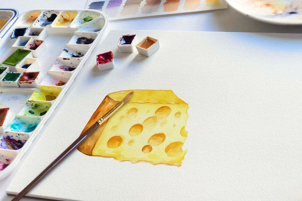 Watercolor Fast Food Vector Set, a Food Illustration by Deckar_art (Photo 3 of 3)