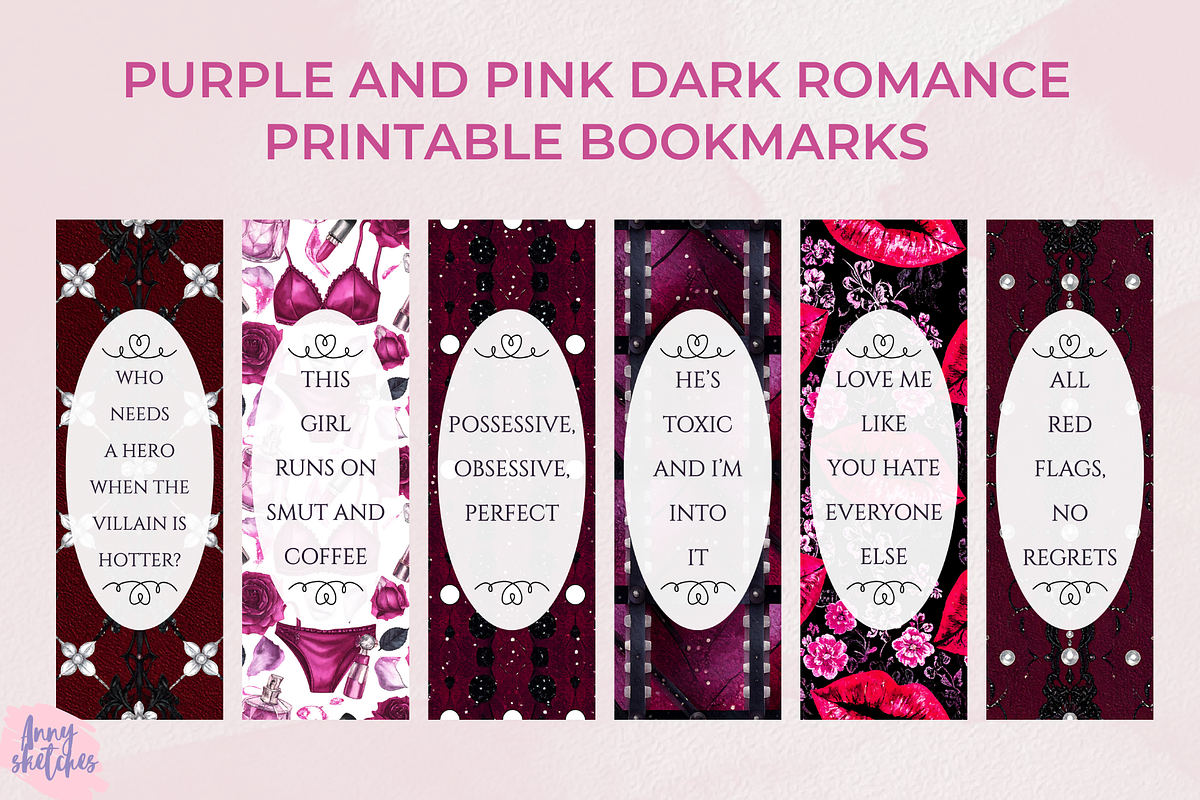 Cute Romantasy Printable Bookmarks, an Object Graphic by Anna Design Studio (Photo 5 of 9)