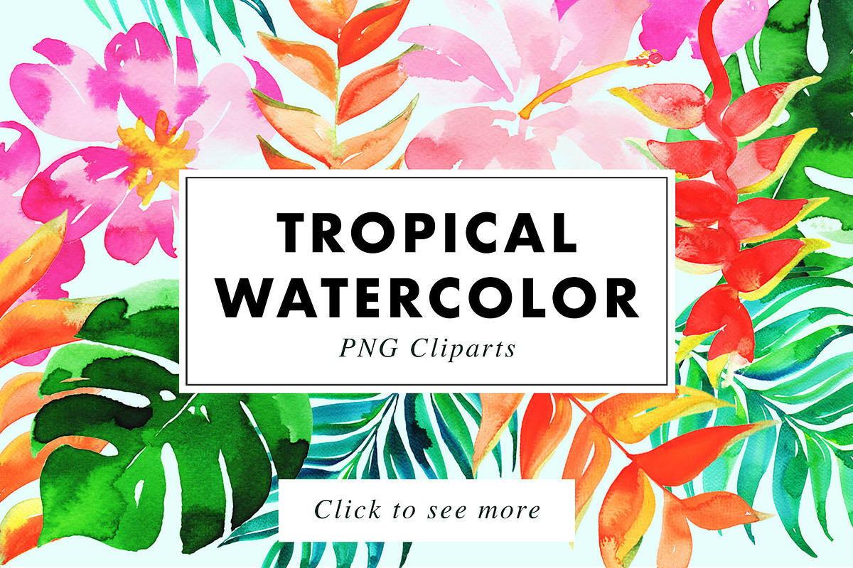 22 Tropical Watercolor Illustrations, an Illustration by Heartmade by Claudia (Photo 1 of 4)